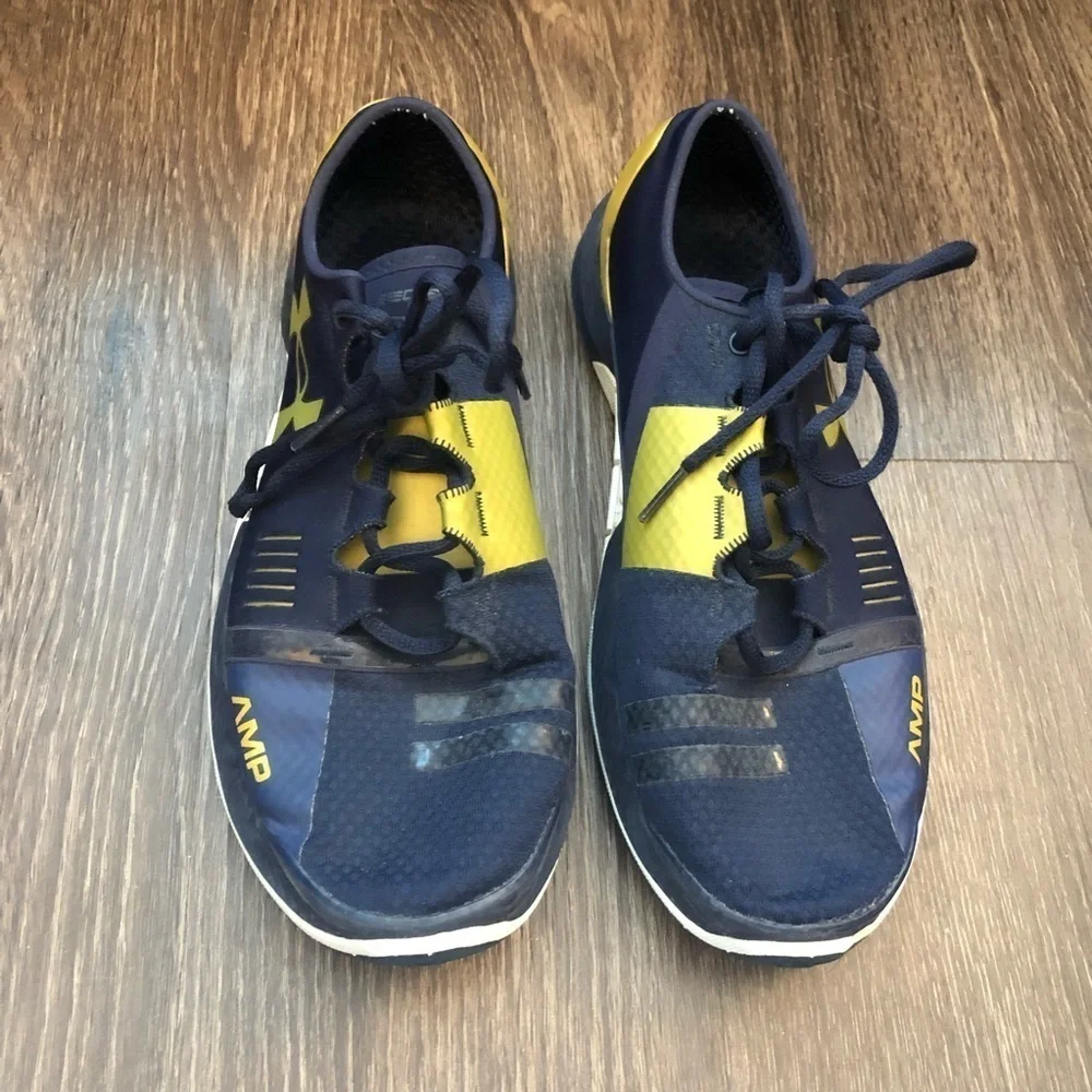 Under Armour AMP Notre Dame Navy Blue & Gold Sneakers
